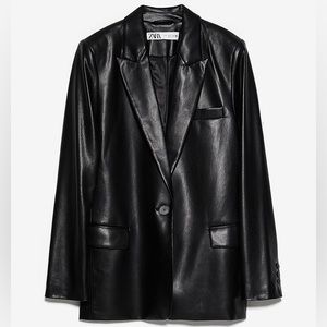 Faux Leather Oversized Blazer